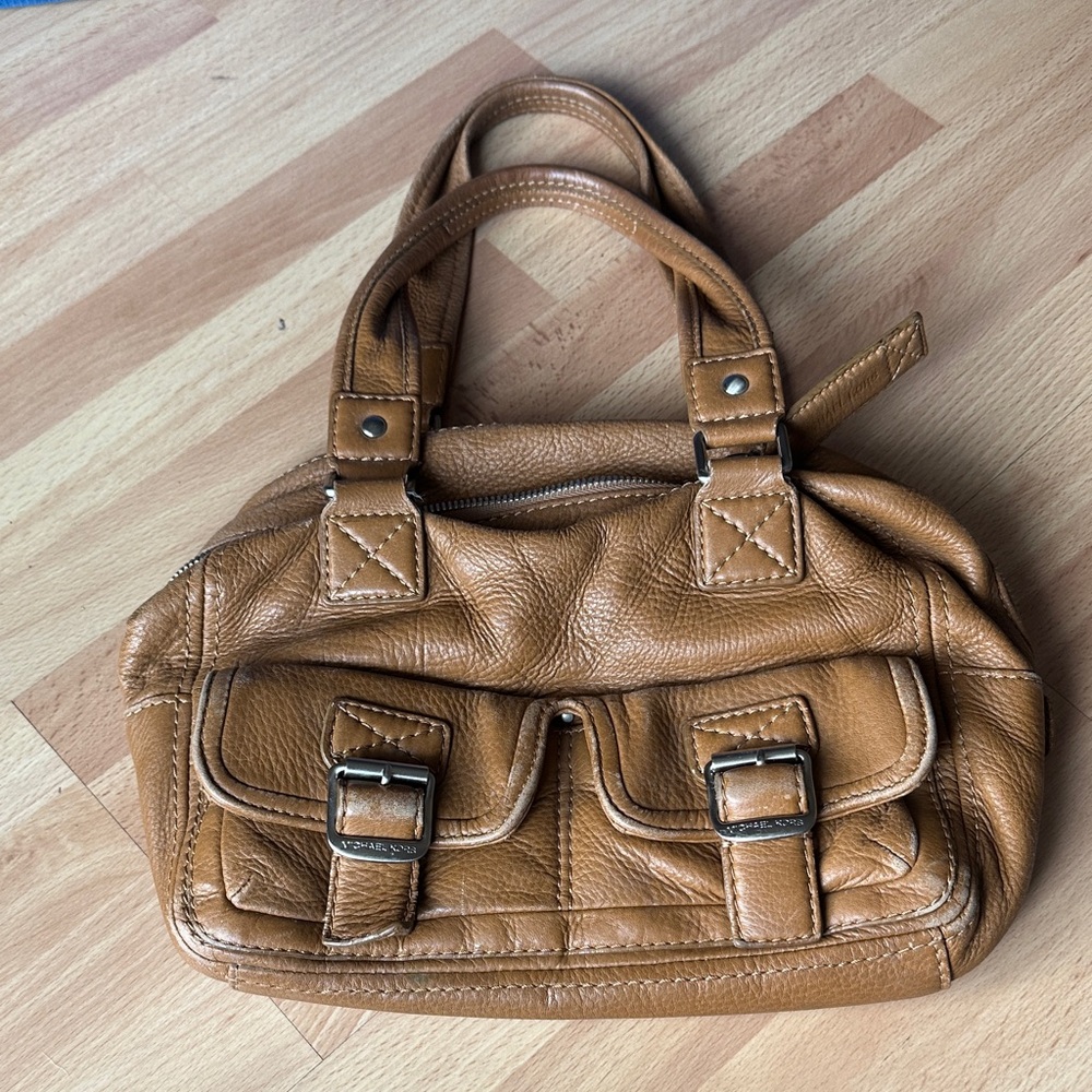 Michael Kors Camel Pebble Leather Satchel y2k vintage